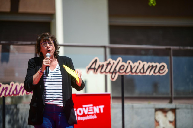 La candidata de ERC a las eleccionse europeas, Diana Riba, en un acto de campaña en la ciudad de Lleida