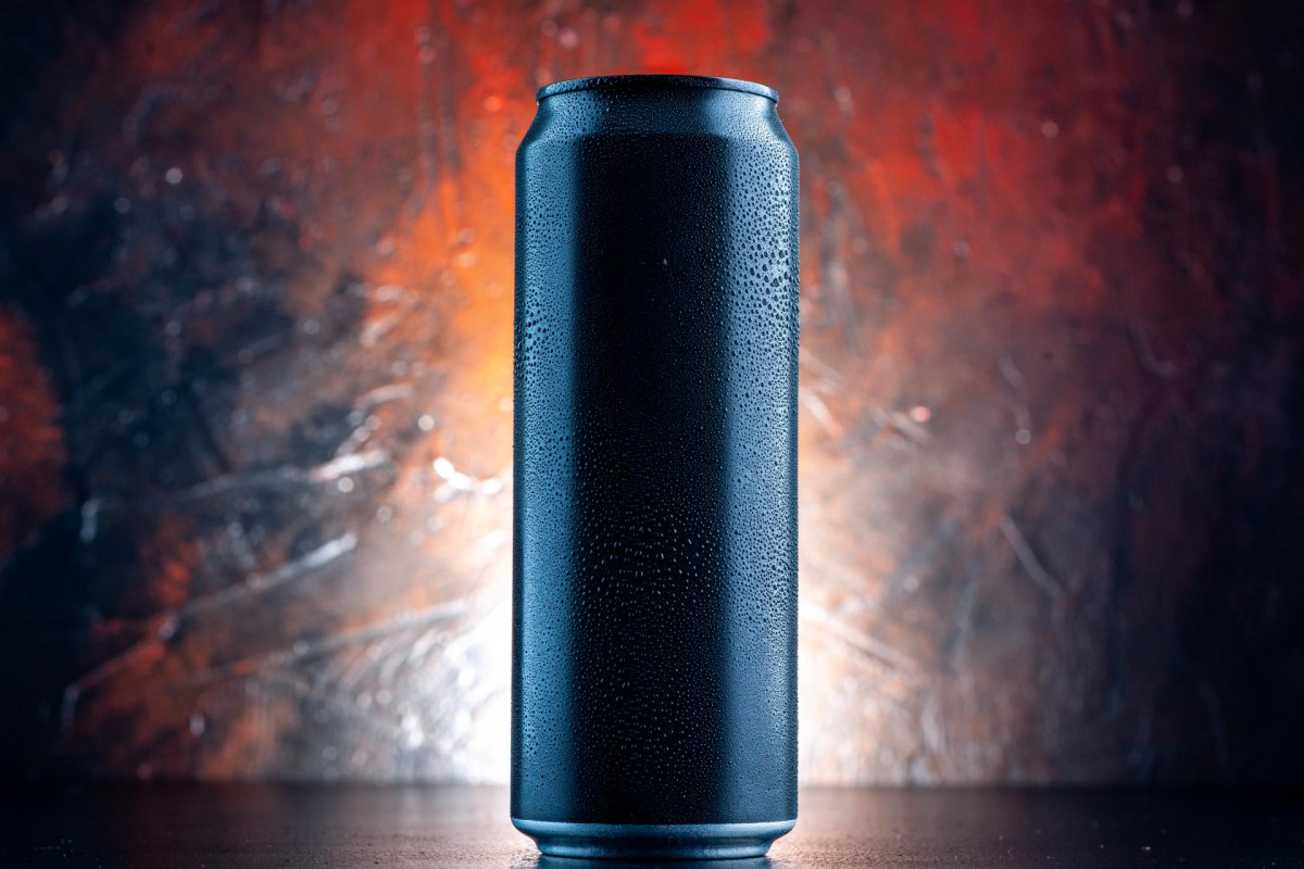 Front view energy drink can dark drink alcohol photo darkness