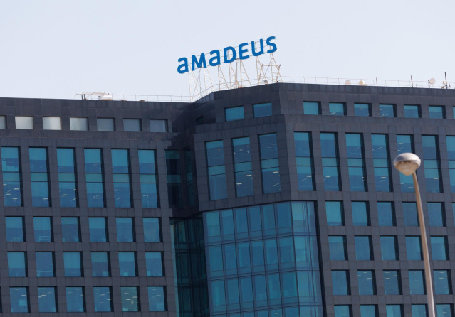 Archivo - Fachada de la sede de Amadeus en el edificio Herre, a 2 de marzo de 2023, en Madrid (España).