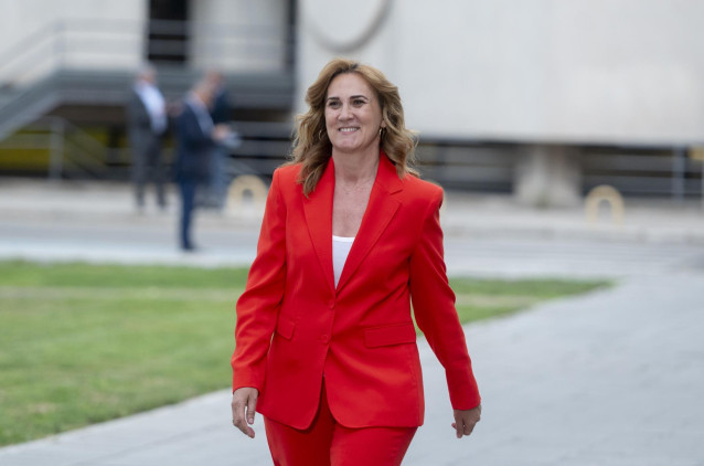 La cabeza de lista de Sumar a las elecciones europeas, Estrella Galán, a su llegada a un debate a nueve a tres días de las elecciones europeas, a 6 de junio de 2024, en Madrid (España).