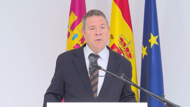 El presidente de Castilla-La Mancha, Emiliano García-Page, durante la inauguración de Agróptimum en Villanueva de la Jara, Cuenca.