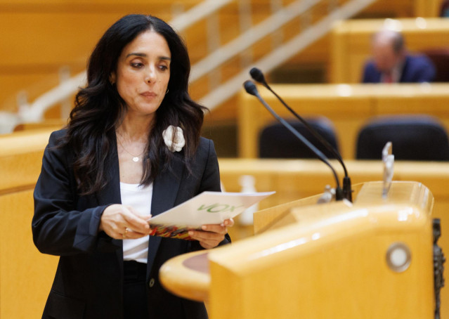 Archivo - La senadora Paloma Gómez Enríquez durante una sesión plenaria, en el Hemiciclo del Senado, a 3 de octubre de 2023, en Madrid (España). El Grupo Parlamentario Popular en el Senado ha presentado en la Cámara Alta una moción cuyo objetivo es obliga