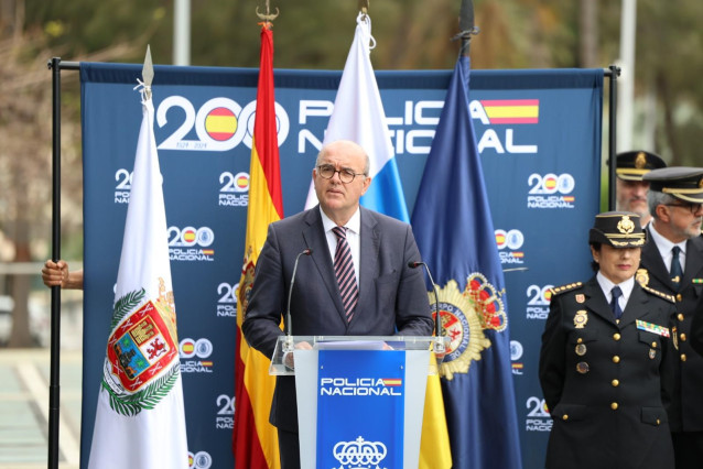 El delegado del Gobierno en Canarias, Anselmo Pestana, durante un acto de la Policía Nacional en Las Palmas de Gran Canaria