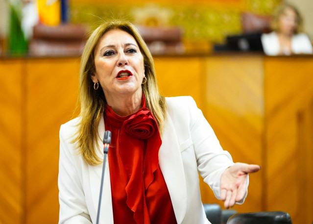 La consejera de Economía, Hacienda y Fondos Europeos, Carolina España, en una imagen de archivo en el Parlamento de Andalucía.