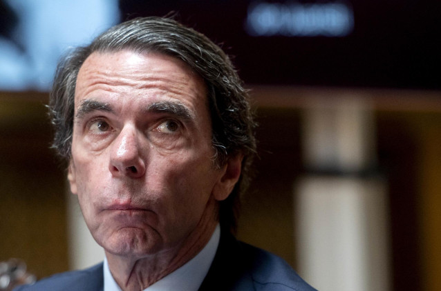 El expresidente del Gobierno José María Aznar, durante la presentación del ensayo 'Ramón Menéndez Pidal: El último liberal unitario', escrito por Jon Juaristi, en el Senado, a 3 de junio de 2024, en Madrid (España).
