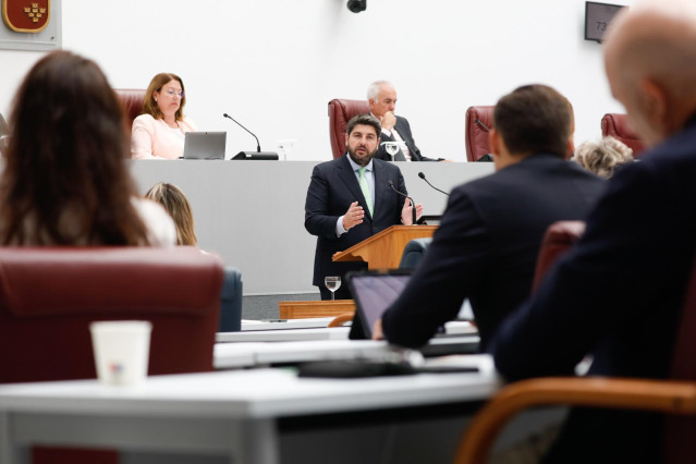 El presidente de la Región, Fernando López Miras, en la primera sesión del Debate sobre el estado de la Región