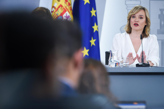 La ministra Portavoz, Pilar Alegría, durante una rueda de prensa posterior al Consejo de Ministros, en el Palacio de la Moncloa, a 18 de junio de 2024, en Madrid (España).
