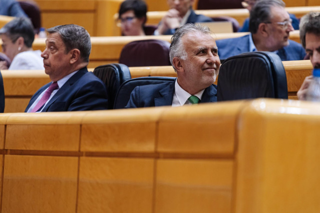 El Ministro de Política Territorial y Memoria Democrática, Ángel Víctor Torres, durante una sesión de control al Gobierno, en el Senado, a 18 de junio de 2024, en Madrid (España). El Gobierno se enfrenta a una sesión de control después de que la Junta de