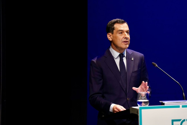 El presidente de la Junta, Juanma Moreno, este jueves en Málaga