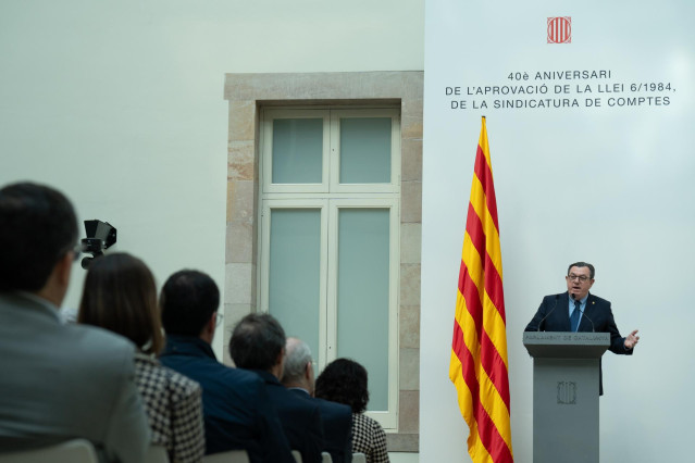 Archivo - El Síndic Major de Comptes, Miquel Salazar, interviene durante el 40 aniversario de la Ley de la Sindicatura de Comptes de Catalunya, en el Parlament, a 4 de marzo de 2024, en Barcelona, Catalunya (España). La Sindicatura de Comptes de Cataluña,