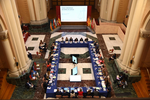 Conferencia Sectorial de Administración de Justicia, en la Sede del Gobierno de Aragón, a 20 de junio de 2024, en Zaragoza, Aragón (España). La Conferencia Sectorial de la Administración de Justicia es el órgano de cooperación entre la Administración del