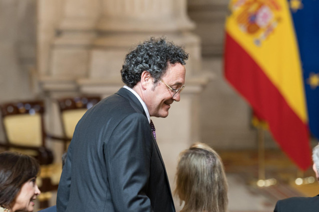El fiscal general del Estado, Álvaro García Ortiz, durante la imposición de condecoraciones con ocasión del X aniversario de la Proclamación de Su Majestad el Rey, en el Palacio Real, a 19 de junio de 2024, en Madrid (España).