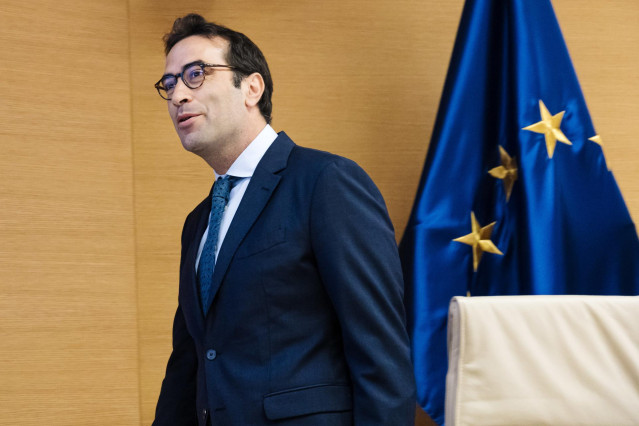 El ministro de Economía, Comercio y Empresa, Carlos Cuerpo, comparece en la Comisión Mixta para la Unión Europea, en el Congreso de los Diputados, a 24 de junio de 2024, en Madrid (España).
