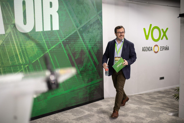 El portavoz de VOX, José Antonio Fúster, en la sede de VOX, a 9 de junio de 2024, en Madrid (España).