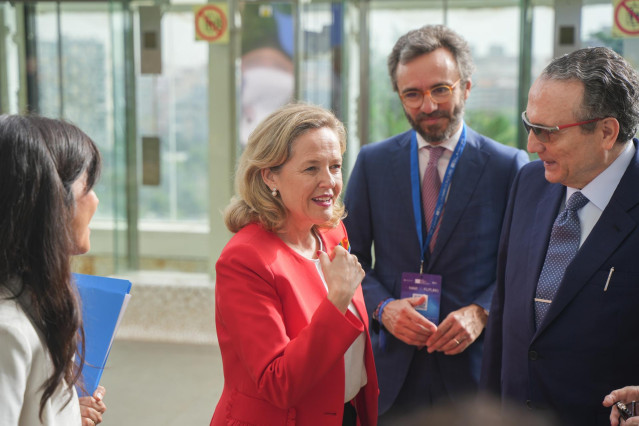 La presidenta del Banco Europeo de Inversines, Nadia Calviño, en el Foro Económico y Social del Mediterráneo