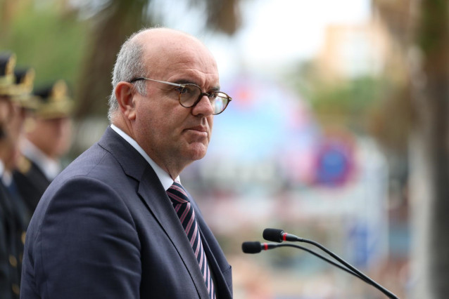 El delegado del Gobierno en Canarias, Anselmo Pestana, en un acto de la Policía Nacional