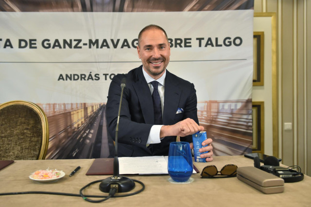 El empresario András Tombor ofrece una rueda de prensa, en Madrid este miércoles.