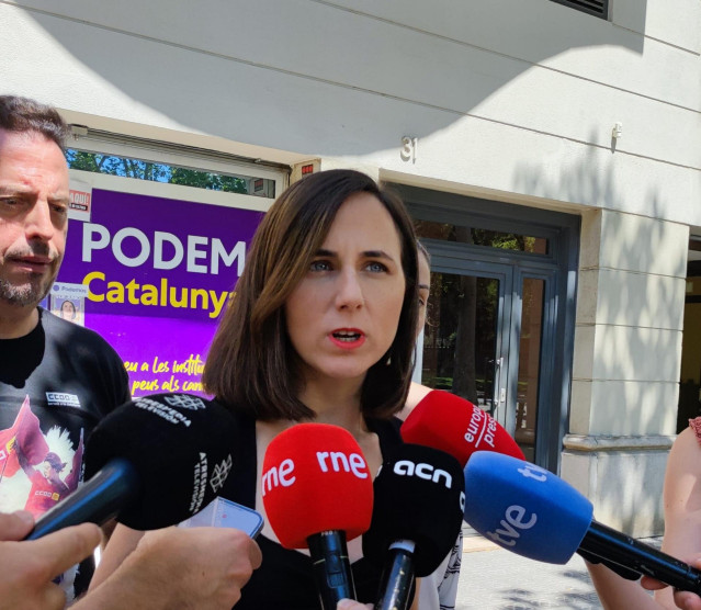 La líder de Podemos, Ione Belarra, en declaraciones en Barcelona