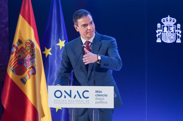 El presidente del Gobierno, Pedro Sánchez, interviene en la presentación de la Oficina Nacional de Asesoramiento Científico (ONAC), en la sede central del CSIC, a 20 de junio de 2024, en Madrid (España).