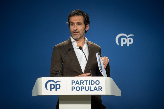 El portavoz del PP, Borja Sémper, durante una rueda de prensa posterior a la reunión del Comité de Dirección del PP, en la sede del PP, a 9 de julio de 2024, en Madrid (España).