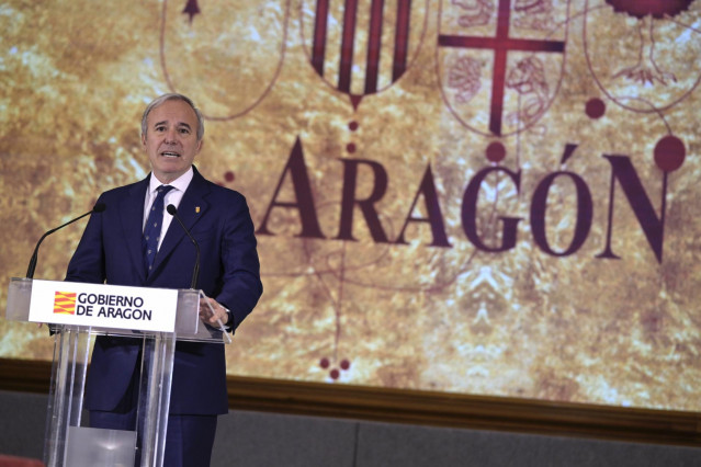 El presidente de Aragón, Jorge Azcón, durante el acto de toma de posesión del nuevo Gobierno de Aragón, en el Edificio Pignatelli, a 13 de julio de 2023, en Zaragoza, Aragón (España).