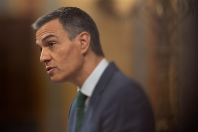 El presidente del Gobierno, Pedro Sánchez, comparece durante una sesión extraordinaria en el Congreso de los Diputados, a 17 de julio de 2024, en Madrid (España).