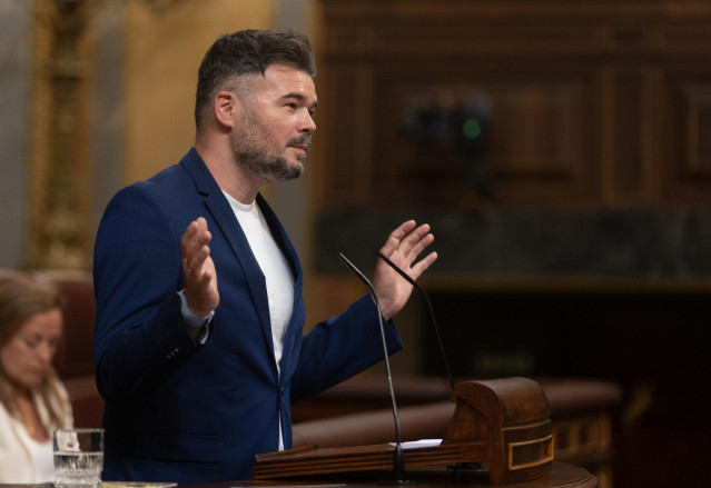 El portavoz de ERC en el Congreso, Gabriel Rufián, en el Congreso de los Diputados, a 4 de julio de 2024, en Madrid (España).