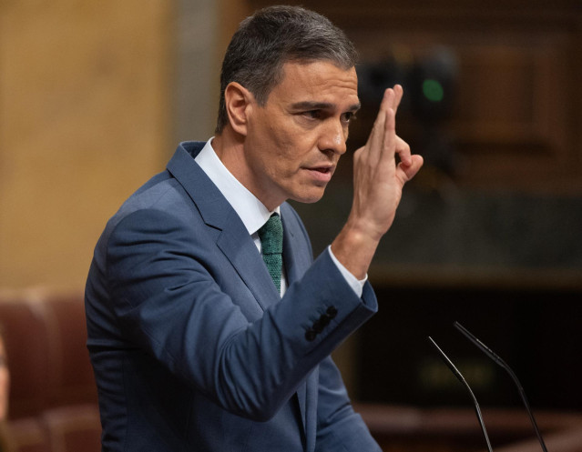 El presidente del Gobierno, Pedro Sánchez, comparece durante una sesión extraordinaria en el Congreso de los Diputados, a 17 de julio de 2024, en Madrid (España).