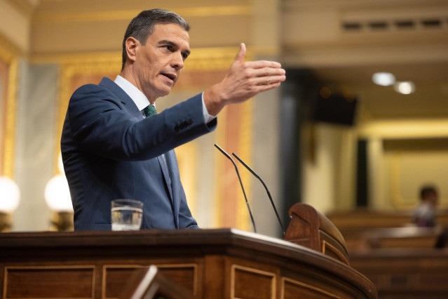 El presidente del Gobierno, Pedro Sánchez, presenta las líneas fundamentales del Plan de Acción por la Democracia en el Congreso de los Diputados, a 17 de julio de 2024, en Madrid (España).
