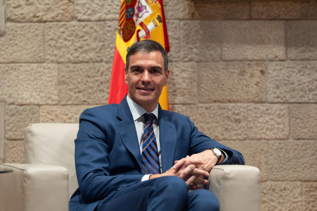 El presidente del Gobierno, Pedro Sánchez, durante una reunión en el Palau de la Generalitat, a 24 de julio de 2024, en Barcelona, Catalunya (España).