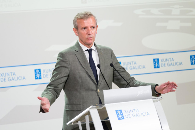 El presidente de la Xunta, Alfonso Rueda, comparece tras la reunión semanal del Gobierno gallego.