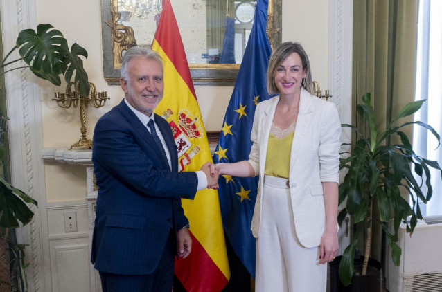 El ministro de Política Territorial y Memoria Democrática, Ángel Víctor Torres, se reúne con la consejera vasca de Gobernanza, Administración Digital y Autogobierno, Maria Ubarretxena, en la sede del Ministerio, a 30 de julio de 2024, en Madrid (España).