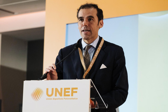 Archivo - El presidente de UNEF, Rafael Benjumea, interviene durante la III Cumbre de Autoconsumo y Comunidades Energéticas, en el Hotel Marriot Auditorium de Madrid, a 8 de junio de 2023, en Madrid (España). La Unión Española Fotovoltaica (UNEF) organiza