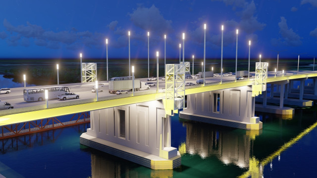 Imagen renderizada del puente sobre el río Calcasieu