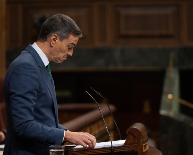 Archivo - El presidente del Gobierno, Pedro Sánchez, durante una sesión extraordinaria en el Congreso de los Diputados, a 17 de julio de 2024, en Madrid (España).