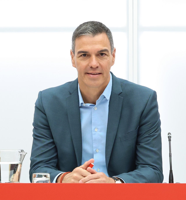 El presidente del Gobierno y Secretario General del PSOE, Pedro Sánchez, durante la reunión de la Ejecutiva Federal, en la sede del PSOE, a 2 de septiembre de 2024, en Madrid (España).