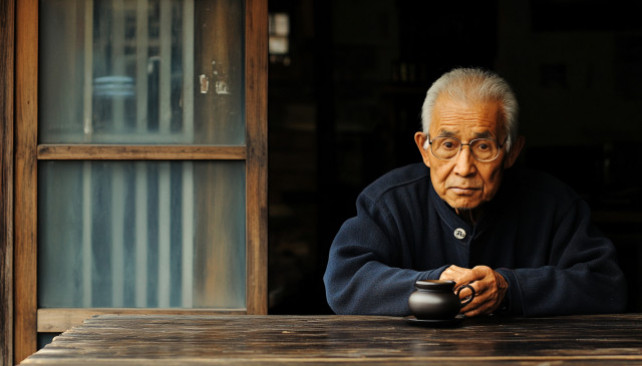 Portraitmandrinkingtea