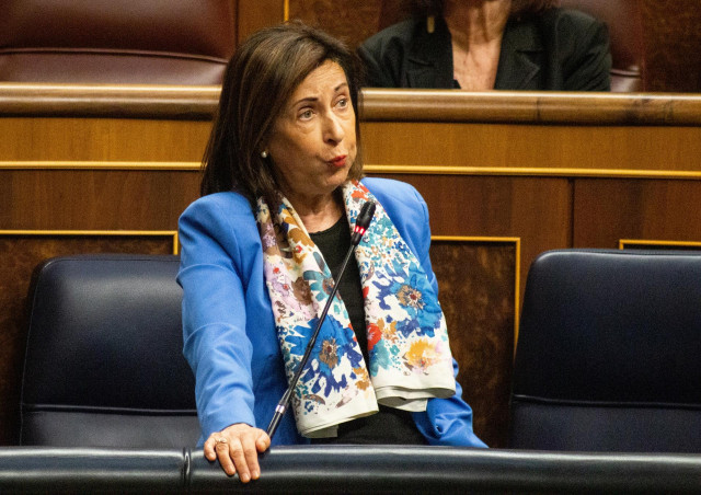 Archivo - La ministra de Defensa, Margarita Robles, interviene durante una sesión de control, en el Congreso de los Diputados, a 12 de junio de 2024, en Madrid (España).