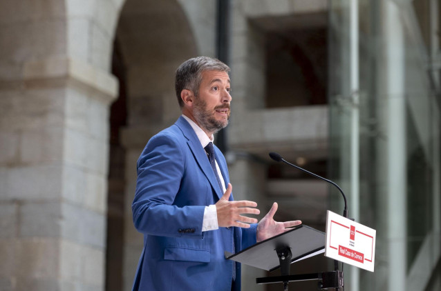 El consejero de Presidencia, Justicia y Administración Local, Miguel Ángel García Martín, durante una rueda de prensa tras una reunión, en la Real Casa de Correos, a 5 de septiembre de 2024, en Madrid (España).