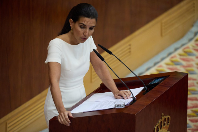 La portavoz de VOX en la Asamblea de Madrid, Rocío Monasterio, interviene durante la segunda sesión del Debate del Estado de la Región, en la Asamblea de Madrid, a 13 de septiembre de 2024