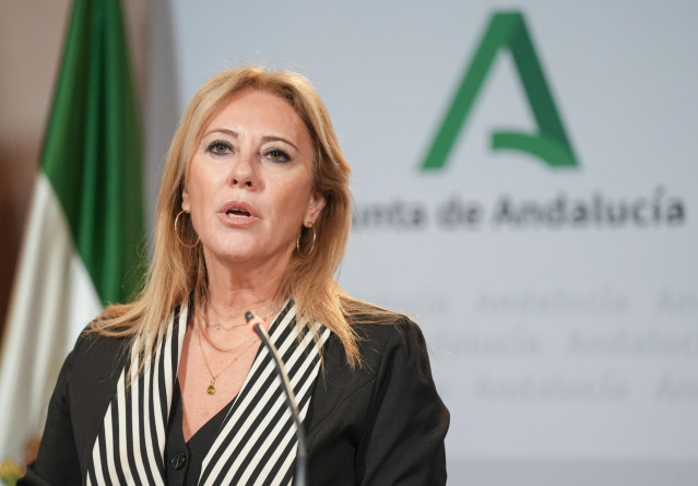 La consejera de Economía, Hacienda y Fondos Europeos y portavoz del Gobierno, Carolina España, comparece en la rueda de prensa posterior al Consejo de Gobierno de Andalucía. A 17 de septiembre de 2024, en Sevilla (Andalucía, España). El Consejo de Gobiern