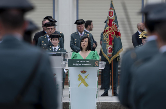Archivo - La directora general de la Guardia Civil, Mercedes González, interviene durante el acto conmemorativo del 179º aniversario de la fundación de la Guardia Civil, en el Colegio de Guardias Jóvenes 