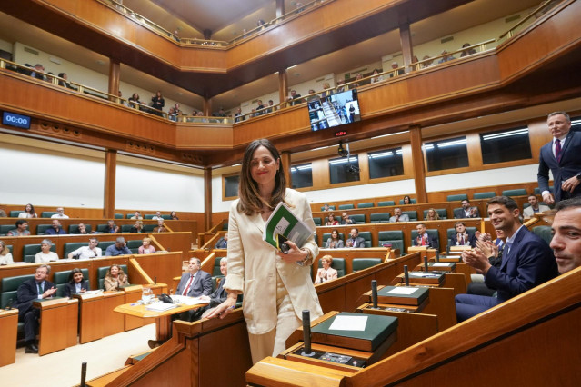 Archivo - La presidenta del Parlamento Vasco, Bakartxo Tejeria, durante la sesión constitutiva del Parlamento Vasco de la XIII legislatura, en el Parlamento Vasco