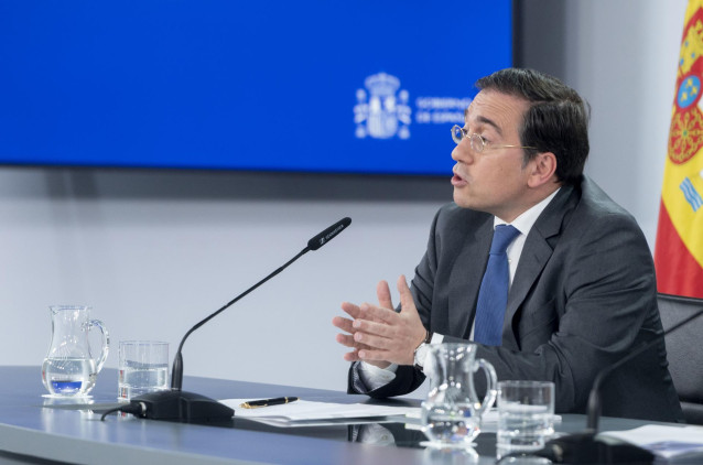 Archivo - El ministro de Asuntos Exteriores, Unión Europea y Cooperación, José Manuel Albares, interviene durante una rueda de prensa posterior al Consejo de Ministros, en el Palacio de La Moncloa, a 13 de junio de 2023, en Madrid (España).