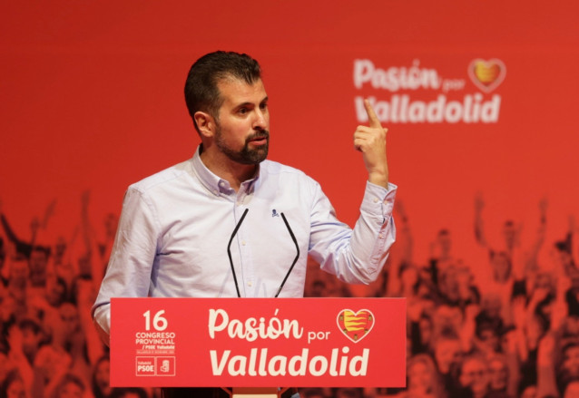 Archivo - Luis Tudanca, durante su intervención en el Congreso Provincial del PSOE de Valladolid,