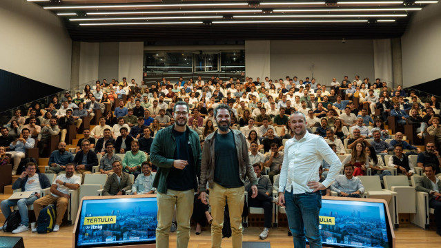 Los directivos de Factorial Bernat Farrero, Jordi Romero y Marcel Queralt .