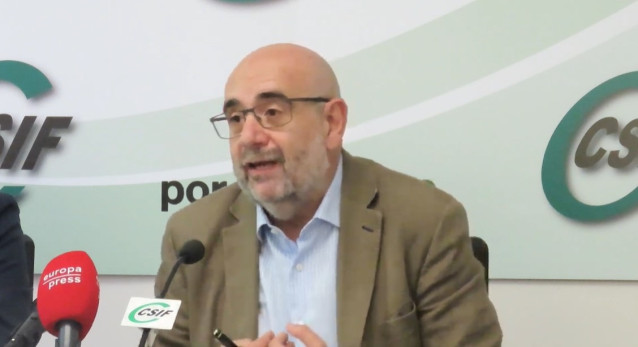 Archivo - Miguel Borra, presidente de la Central Sindical Independiente de Funcionarios (CSIF) durante la rueda.