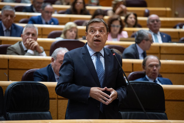 El ministro de Agricultura, Pesca y Alimentación, Luis Planas, durante una sesión plenaria en la Cámara Alta