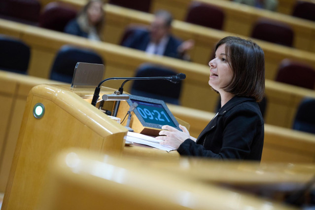 La senadora, Sara Bailac, del grupo parlamentario Esquerra Republicana - Euskal Herria Bildu, durante una sesión plenaria, en el Senado, a 25 de septiembre de 2024, en Madrid (España). Durante el pleno se ha realizado una moción por la que se reprueba al
