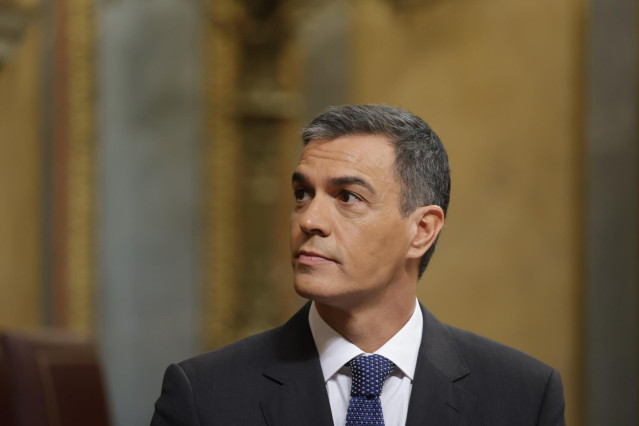 El presidente del Gobierno, Pedro Sánchez, durante una sesión de control al Gobierno, en el Congreso de los Diputados, a 9 de octubre de 2024, en Madrid (España).